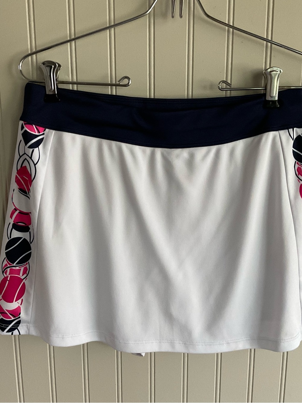 Grand Slam White Skort with Navy Waistband and Pink Accent Panels